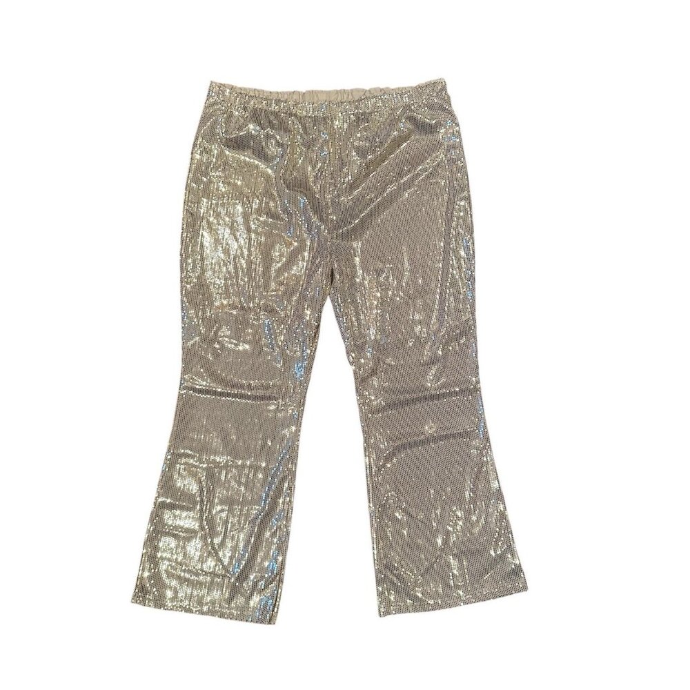 Serra Gold Sequin Pants XL NEW Elastic Waist Pockets Disco Holiday New Years Eve